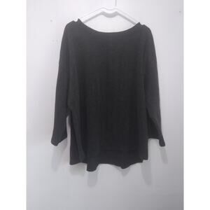 Liz Claiborne Woman Striped Black and Gray 3/4 Sleeve Top Size 3X